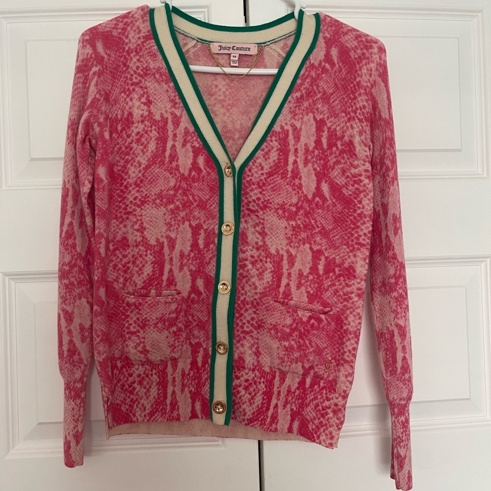 Juicy Couture Pink and Cream Cardigan